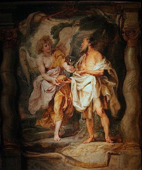 Peter Paul Rubens The Prophet Elijah Receives Bread and Water from an Angel oil painting picture